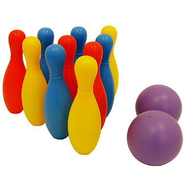 Have some fun outside with the family this summer. The traditional set consists of two bowling balls and ten brightly coloured skittles, great for the back garden or the beach.