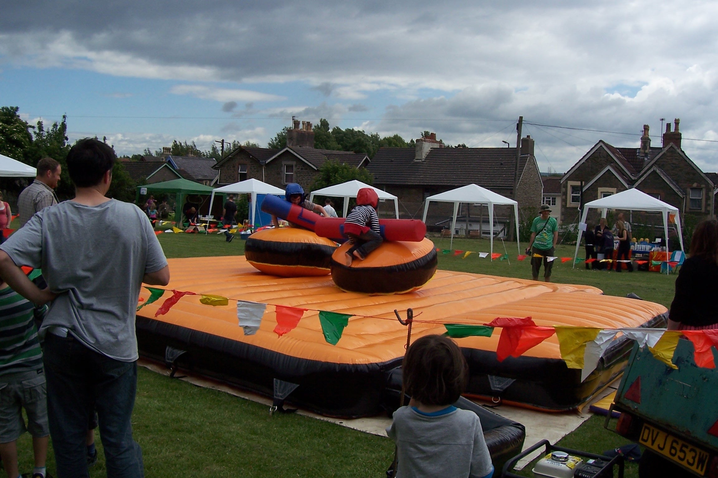 Challenge friends and family to a battle of the strongest with our Gladiator Duel! The super bouncy base is taken from our Arena Xtreme and two inflatable podiums are added to create a wobbly surface for you to knock your opponent off! Helmets are included to keep those noggins safe! Suitable for all ages.